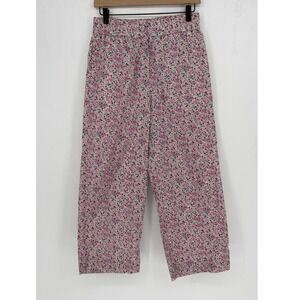 J.Crew Phoebe Liberty Fabric Pants Size 6 Pink Floral Cropped Wide Leg Spring